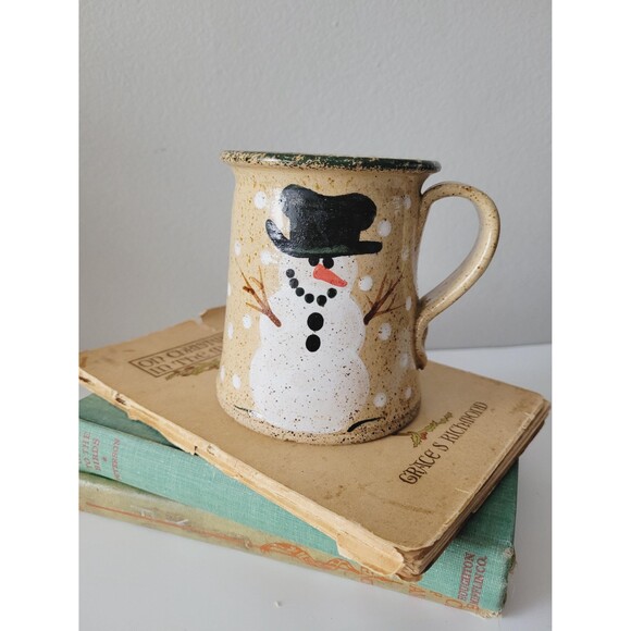 Three Rivers Other - Vintage Snowman Speckled Stoneware Coffee Cup Mug Three Rivers Pottery 1991